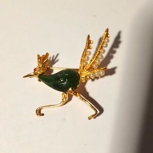 Road Runner Gold Tone Brooch (Vintage)